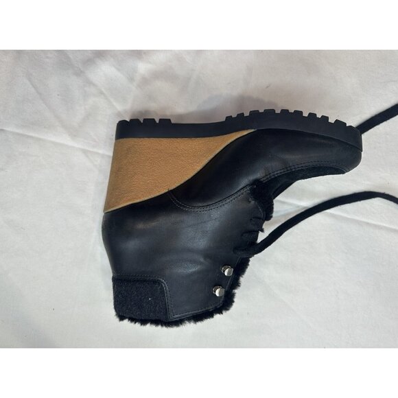Cole Haan Waterproof Henson Wedge Black Leather Shearling Genuine Sheep sz 10B - Picture 5 of 10